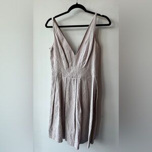 Zac Posen Beige Jacquard Pleated Cocktail Dress 16” P2P sample  small  | 215